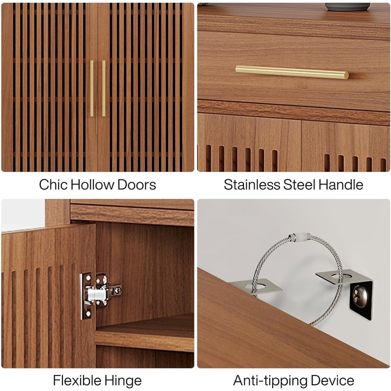 Shoe Cabinet/5-Tier Storage with Louvered Doors and Drawer/Freestanding