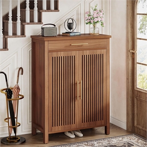 Shoe Cabinet/5-Tier Storage with Louvered Doors and Drawer/Freestanding