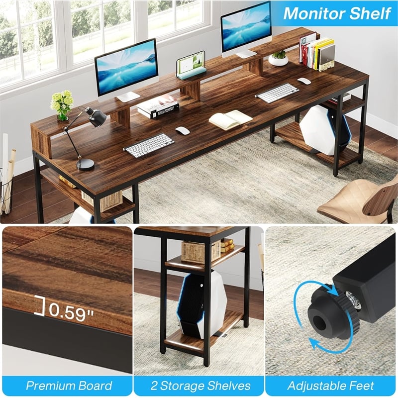 Two Person Desk with Monitor Stand/78.74