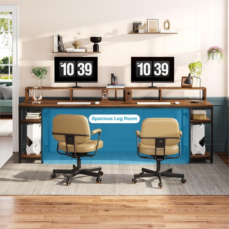 Two Person Desk with Monitor Stand/78.74