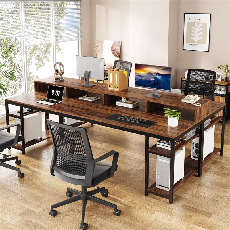 Two Person Desk with Monitor Stand/78.74