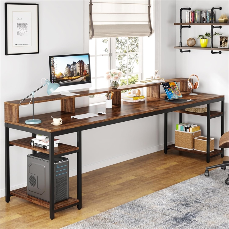 Two Person Desk with Monitor Stand/78.74