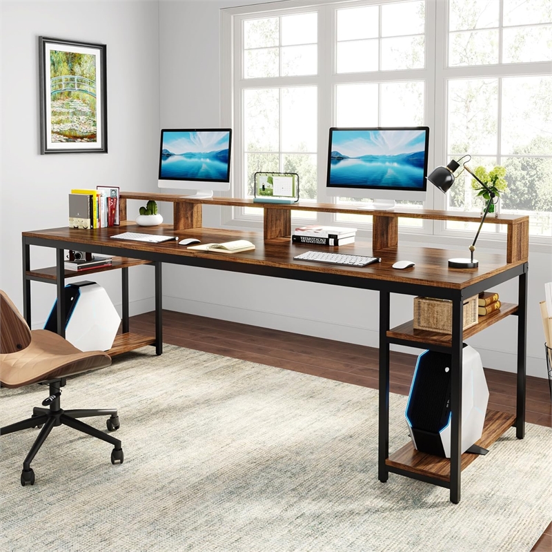 Two Person Desk with Monitor Stand/78.74