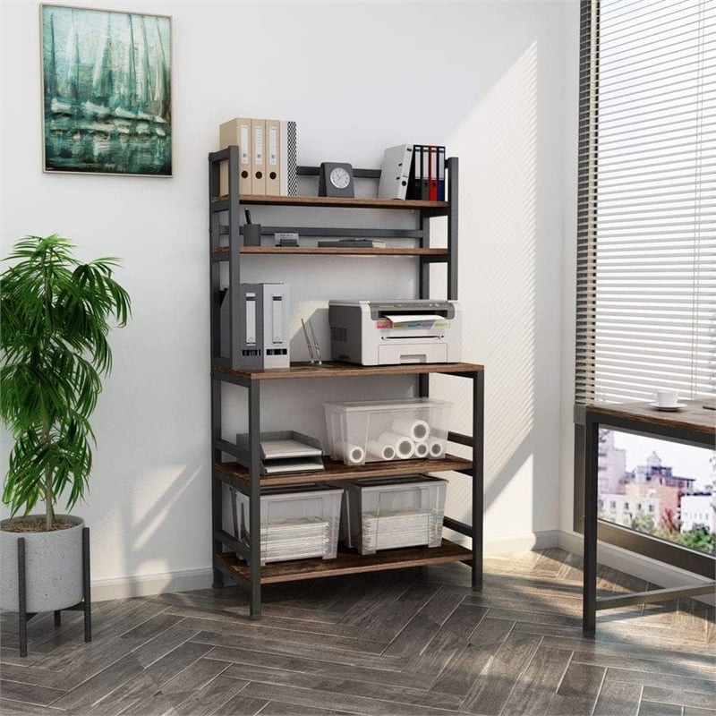 Industrial 5-Tier Kitchen Baker's Rack with Hutch/32