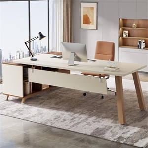78.7&quot L-Shaped Executive Desk with 55&quot File Cabinet/Large Modern Computer