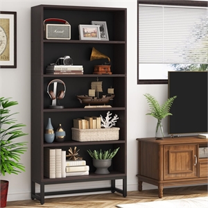70.87&quot 5-Tier Sandalwood Heavy Duty Bookshelf Library Organizer for Living
