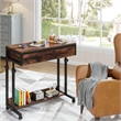 Portable Laptop Desk with Drawer & Wheels/Height Adjustable Rolling