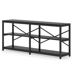 70.9&quot Extra Long Console Table with Storage Shelves/3-Tier Industrial Sofa