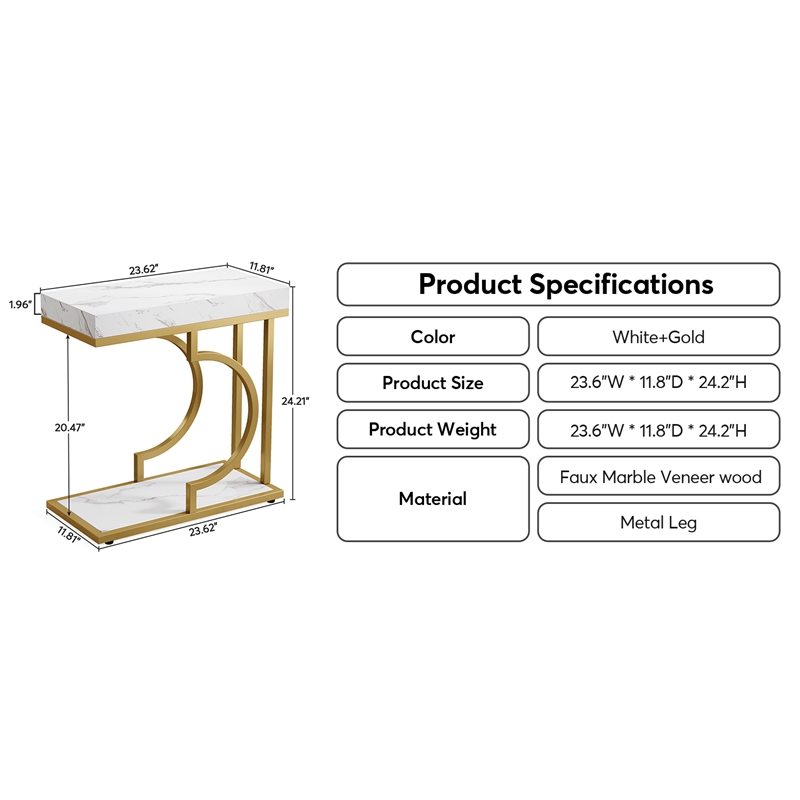 Premium C-Shaped Sofa Side Table/23.6