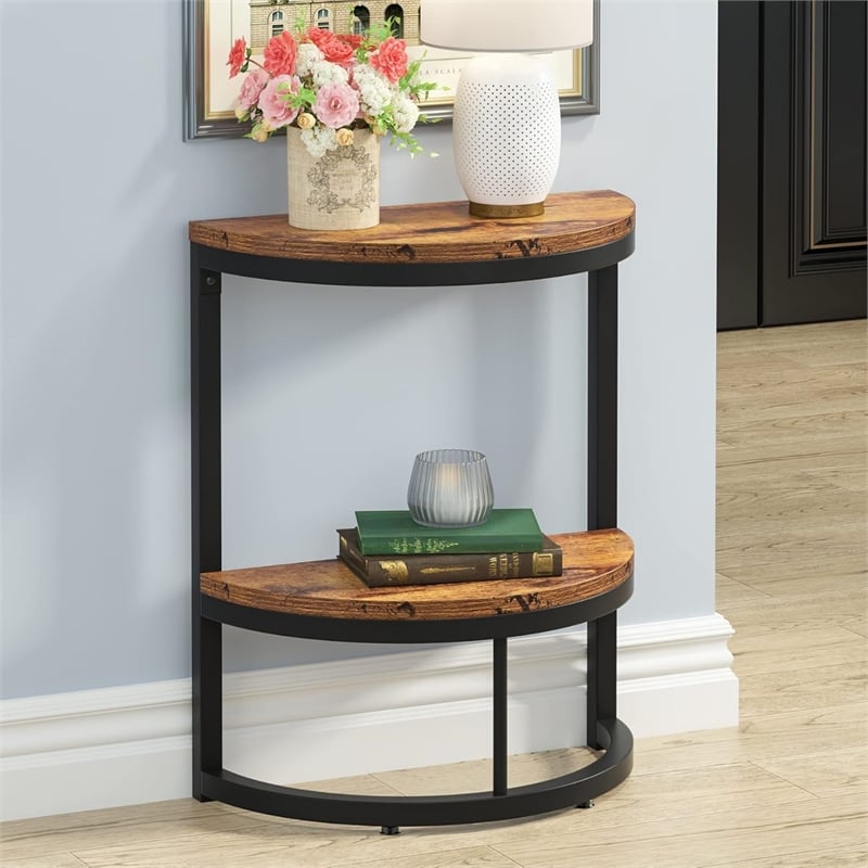 Slim Half Moon 2-Tier Semi-Circle End Table/19.69