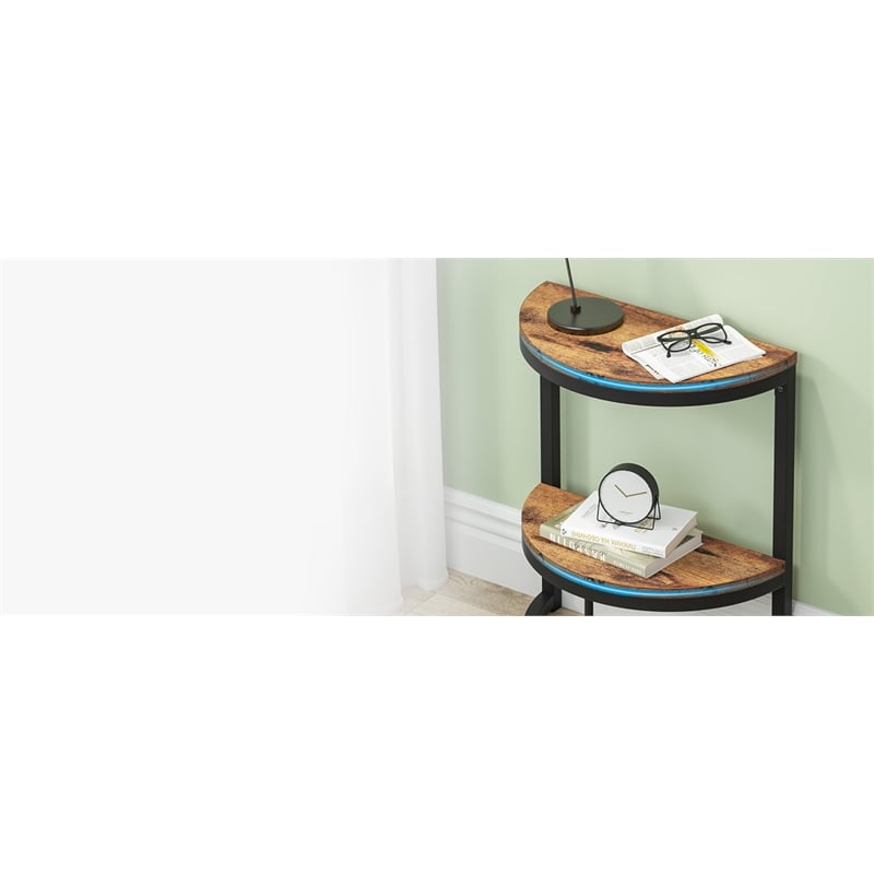 Slim Half Moon 2-Tier Semi-Circle End Table/19.69