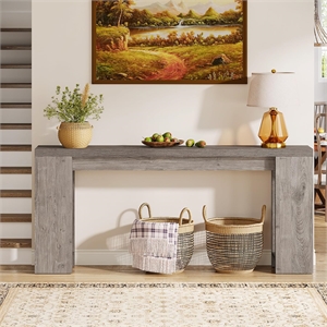 70.9&quot Extra Long Farmhouse Console Table/Narrow Wood Sofa Behind Couch
