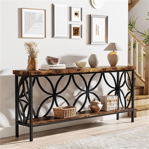 70.9&quot Extra Long Industrial Console Table/Narrow Sofa Behind Couch