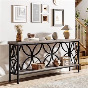 70.9&quot Extra Long Industrial Console Table/Narrow Sofa Behind Couch