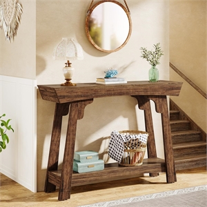 41&quot Wood Console Table Behind Couch/2-Tier Small Entryway with Storage