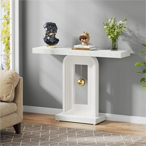 Modern Console Table with Geometric Base/40&quot Narrow Sofa Entryway