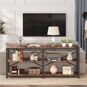 70.9&quot Extra Long Console Table with Storage Shelves/3-Tier Industrial Sofa
