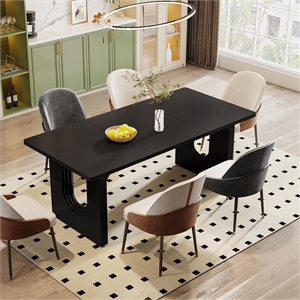 71&quot Modern Black Dining Table for 6-8 People/Large Rectangular Kitchen