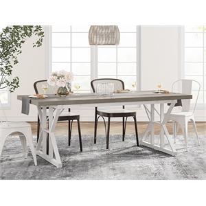 71&quot Farmhouse Dining Table for 6/Rustic Rectangular Kitchen with X-Trestle