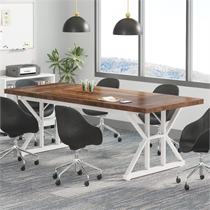 71&quot Farmhouse Dining Table for 6/Rustic Rectangular Kitchen with X-Trestle