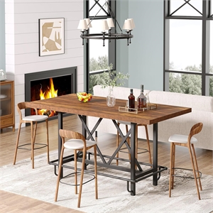 63&quot Counter Height Dining Table for 6/Industrial Rectangular Bar