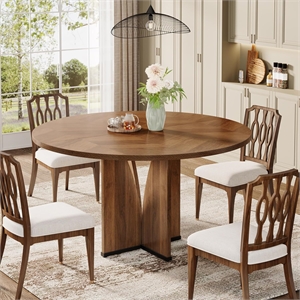 39.4&quot Round Dining Table for 4/Rustic Brown Farmhouse Kitchen with Wooden