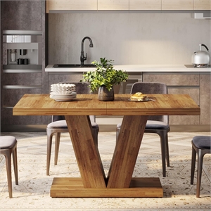 47.24&quot Walnut Brown Dining Table/Farmhouse Wooden Kitchen Dinner