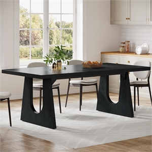 71&quot Farmhouse Black Dining Table for 6-8/Large Rustic Rectangular Kitchen
