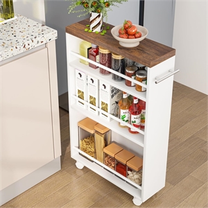20&quot Slim 4-Tier Rolling Storage Cart - White & Black Finish