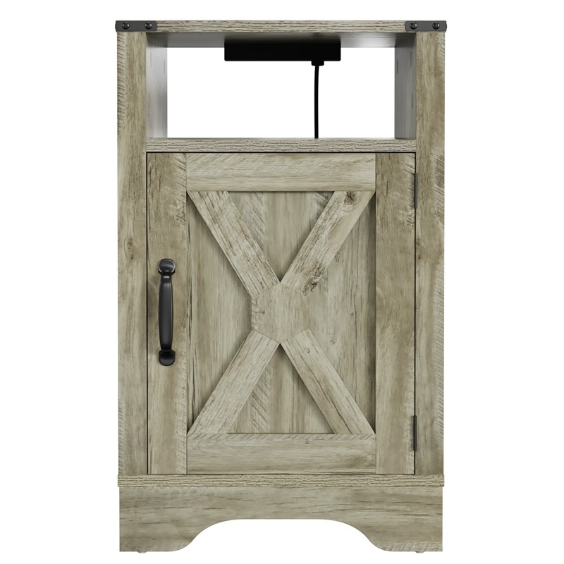 Moootto Engineered Wood Nightstand Side End Table in Light Gray