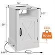 Moootto Engineered Wood Nightstand Side End Table with USB Ports in White