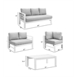 Moootto 4-Piece Outdoor Modern Aluminum & Fabric Conversation Set in Light Gray