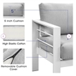 Moootto 4-Piece Outdoor Modern Aluminum & Fabric Conversation Set in Light Gray