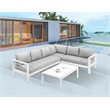 Moootto 4-Piece Outdoor Modern Aluminum & Fabric Conversation Set in Light Gray