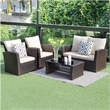 Outdoor PE Rattan Wicker Outdoor Patio 4-Pieces Furniture Set with Brown