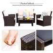 Outdoor PE Rattan Wicker Outdoor Patio 4-Pieces Furniture Set with Brown