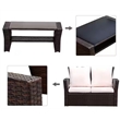 Outdoor PE Rattan Wicker Outdoor Patio 4-Pieces Furniture Set with Brown