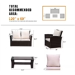 Outdoor PE Rattan Wicker Outdoor Patio 4-Pieces Furniture Set with Brown