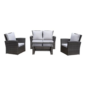 Moootto 4-Piece Modern Stainless Steel Patio Furniture Set in Gray