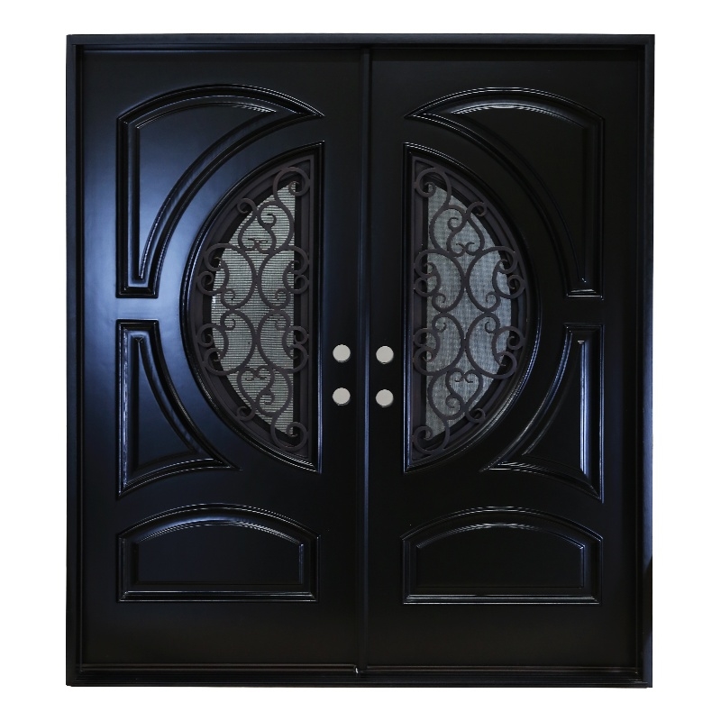 KaMic Polyurethane Swing Exterior Door with Left-Hand Double Inward in Espresso