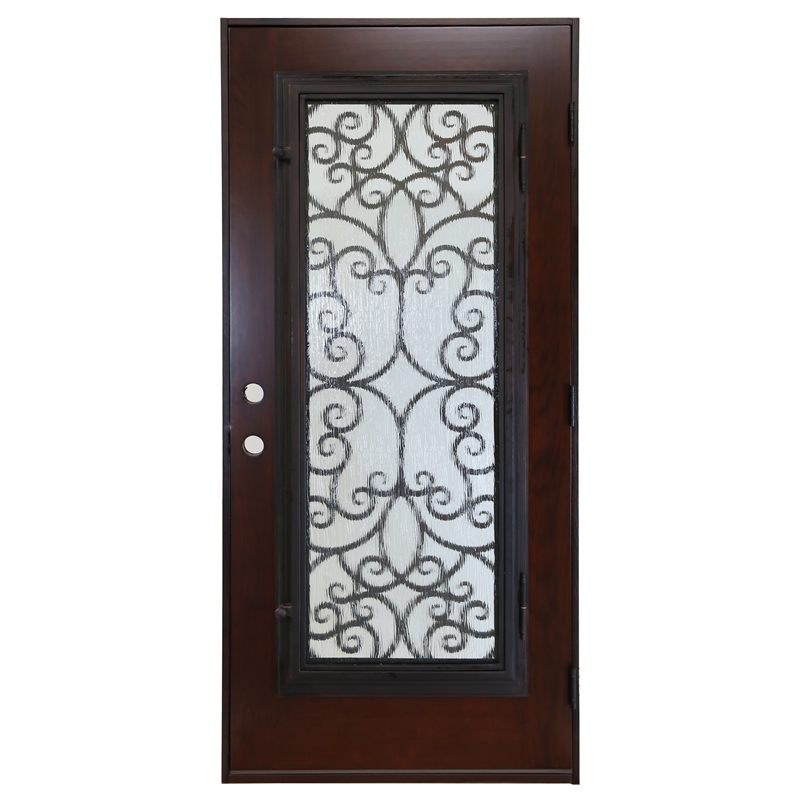 KaMic Polyurethane Swing Door with Left-Hand Single Inward in Dark Walnut