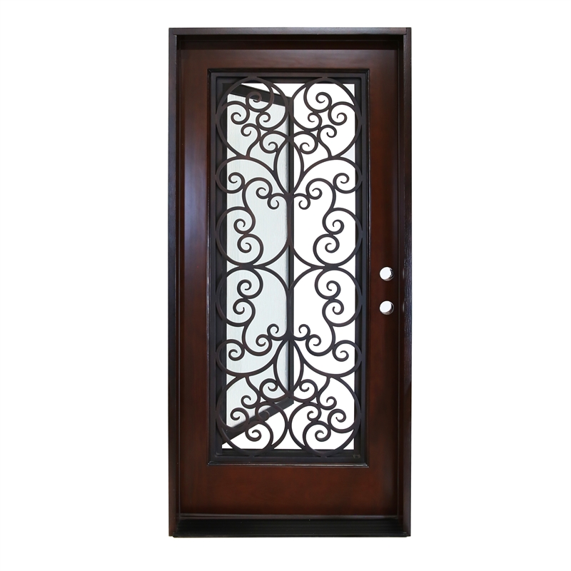 KaMic Polyurethane Swing Door with Left-Hand Single Inward in Dark Walnut