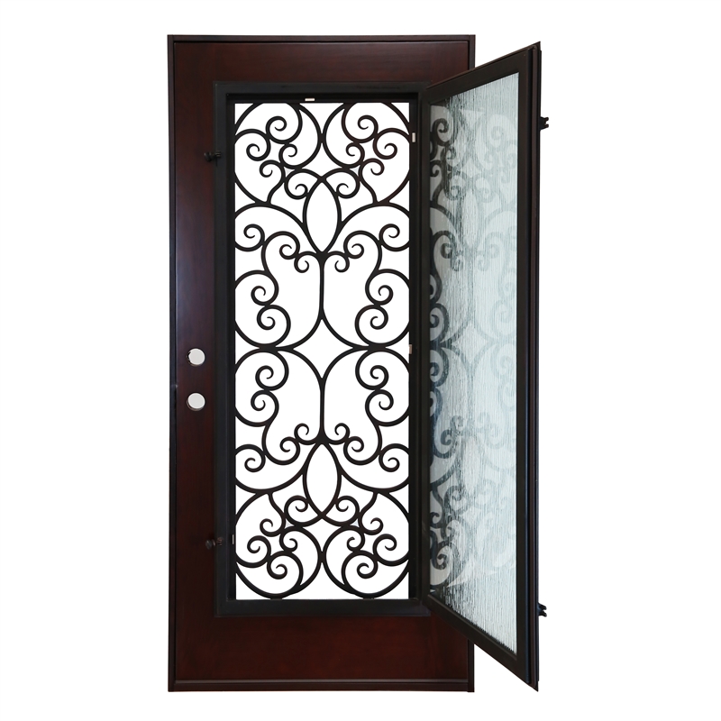KaMic Polyurethane Swing Door with Left-Hand Single Inward in Dark Walnut