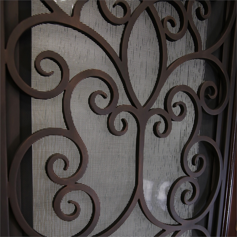 KaMic Polyurethane Swing Door with Left-Hand Single Inward in Dark Walnut