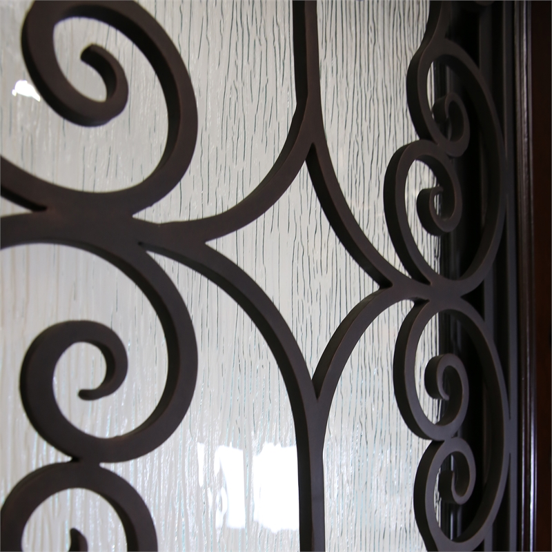 KaMic Polyurethane Swing Door with Left-Hand Single Inward in Dark Walnut
