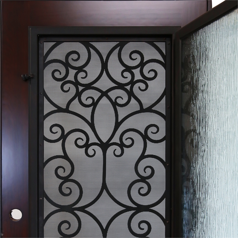 KaMic Polyurethane Swing Door with Left-Hand Single Inward in Dark Walnut