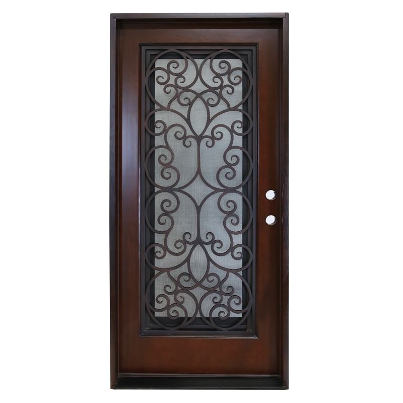 KaMic Polyurethane Swing Door with Left-Hand Single Inward in Dark Walnut