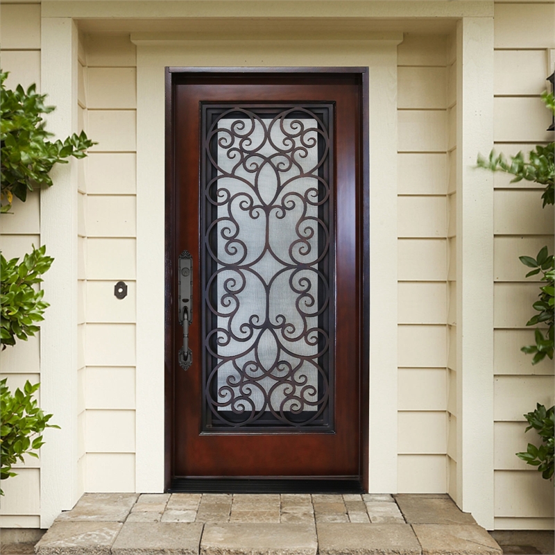 KaMic Polyurethane Swing Door with Right-Hand Single Inward in Dark Walnut