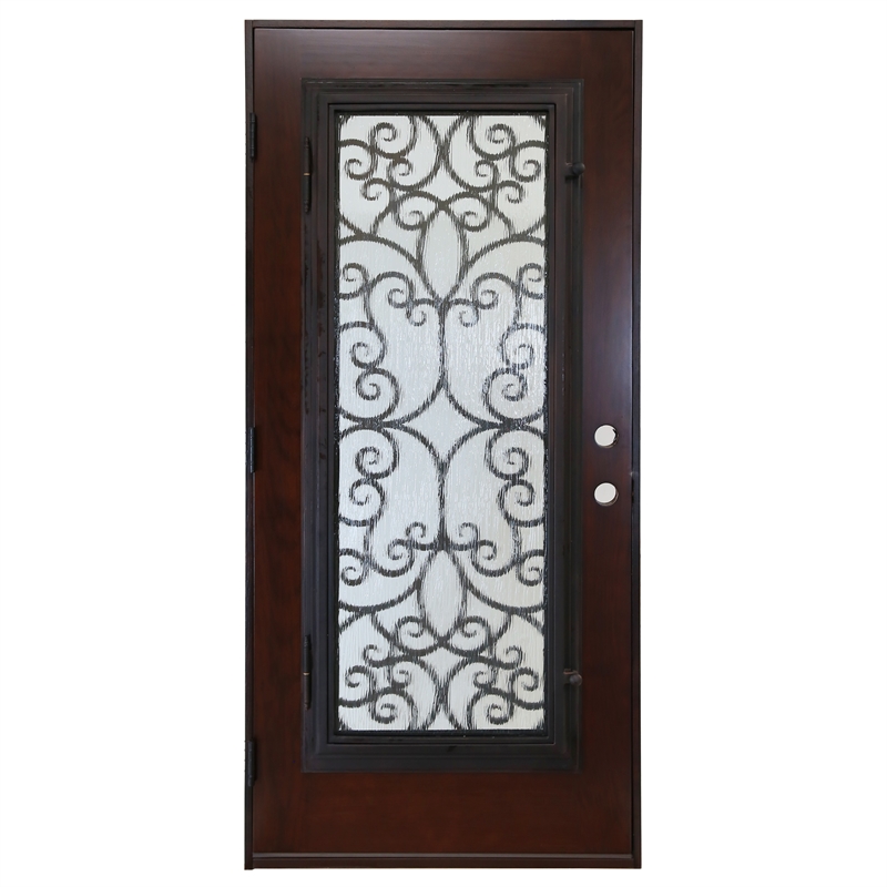 KaMic Polyurethane Swing Door with Right-Hand Single Inward in Dark Walnut