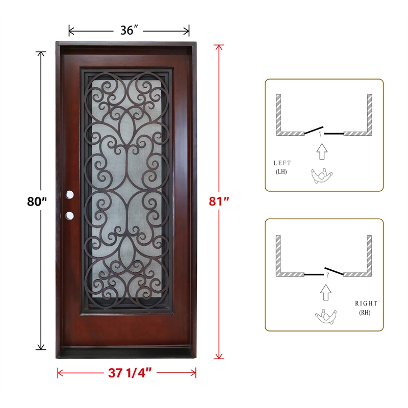 KaMic Polyurethane Swing Door with Right-Hand Single Inward in Dark Walnut